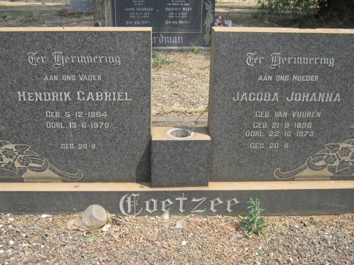 COETZEE Hendrik Gabriël 1884-1970 &amp; Jacoba Johanna VAN VUUREN 1898-1973