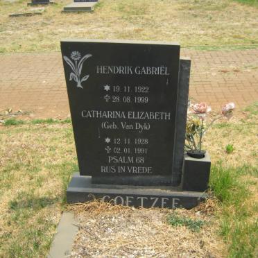 COETZEE Hendrik Gabriël 1922-1999 &amp; Catharina Elizabeth VAN DYK 1928-1991