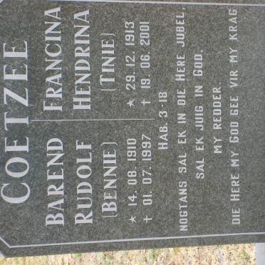 COETZEE Barend Rudolf 1910-1997 &amp; Francina Hendrina 1913-2001