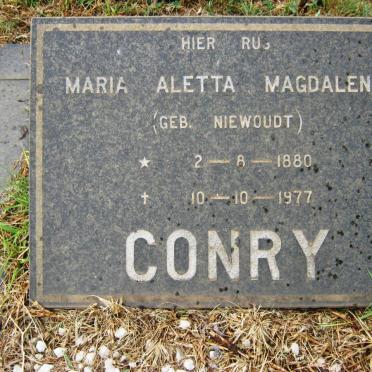 CONRY Maria Aletta Magdalena nee NIEWOUDT 1880-1977