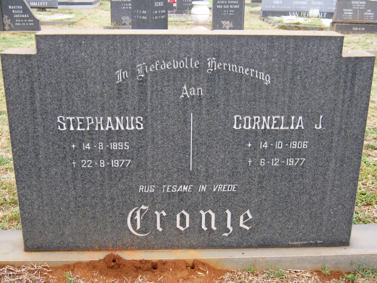 CRONJE Stephanus 1895-1977 &amp; Cornelia J. 1906-1977