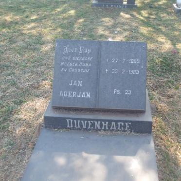DUVENHAGE Jan Aderjan 1893-1983