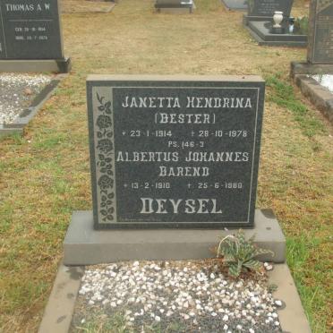 DEYSEL Albertus Johannes Barend 1910-1980 &amp; Janetta Hendrina BESTER 1914-1978