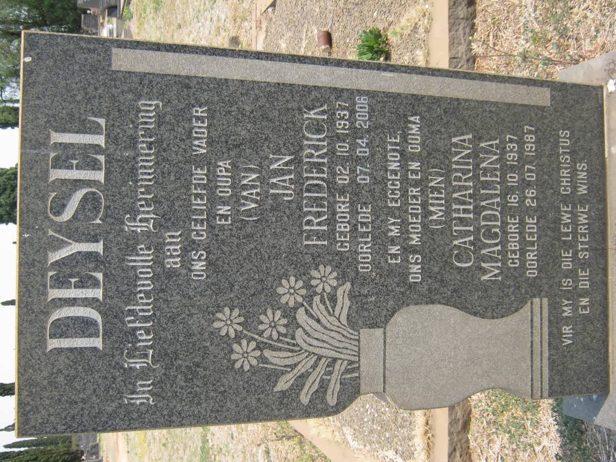 DEYSEL Jan Frederick 1937-2006 &amp; Catharina Magdalena 1837-1987