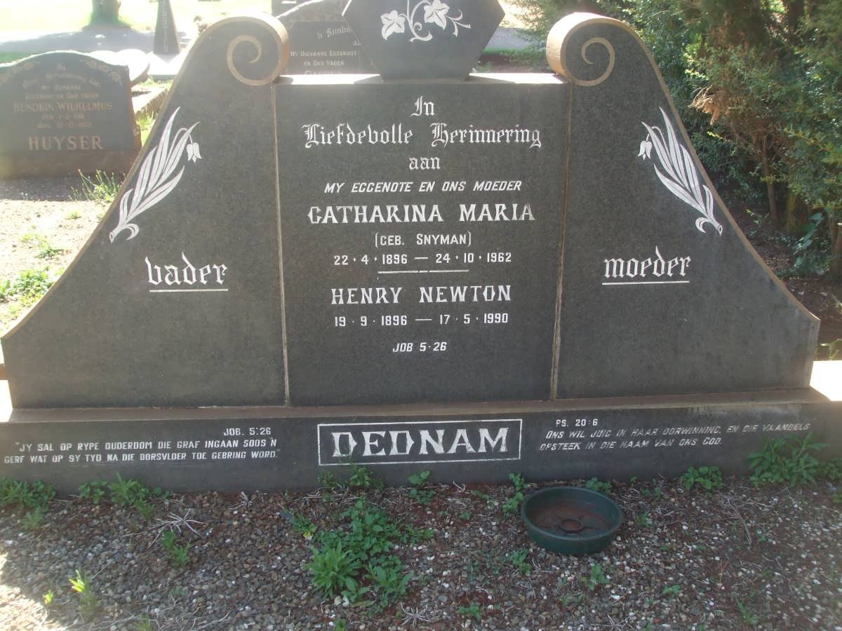 DEDNAM Henry Newton 1896-1990 &amp; Catharina Maria SNYMAN 1896-1962