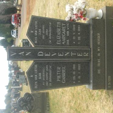 DEVENTER Pieter Gabriel, van 1910-1992 &amp; Elizabeth Margaretha VAN WYK 1909-1993