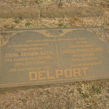 DELPORT Jacobus Petrus 1862-1954 &amp; Johanna Catharina Aletta VAN ASWEGEN 1860-1949