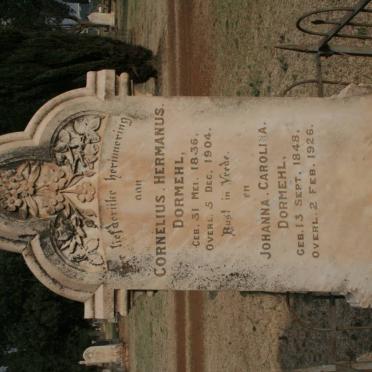 DORMEHL Cornelius Hermanus 1836-1904 &amp; Johanna Carolina 1848-1926