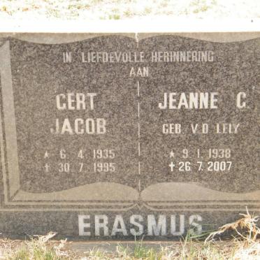 ERASMUS Gert Jacob 1935-1995 &amp; Jeanne G. nee VAN DER LELY 1938-2007