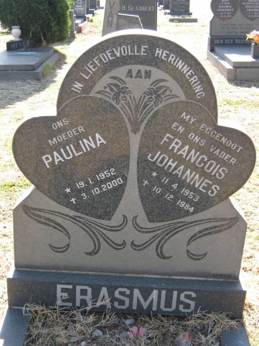 ERASMUS Francois Johannes 1953-1984 &amp; Paulina 1952-2000