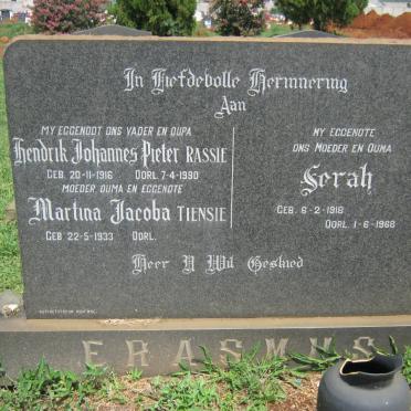 ERASMUS Hendrik Johannes Pieter 1916-1990 &amp; Martina Jacoba 1933- :: ERASMUS Serah 1918-1968