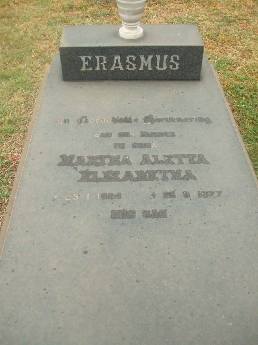 ERASMUS Martha Aletta Elizabetha 1924-1977