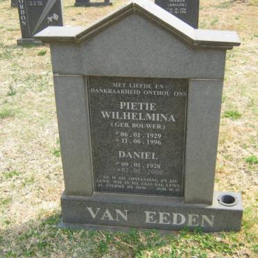 EEDEN Daniël, van 1928-2000 &amp; Pietie Wilhelmina BOUWER 1929-1996
