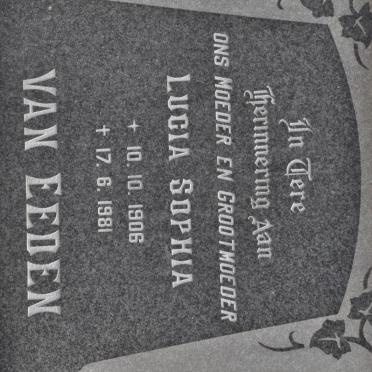 EEDEN Lucia Sophia, van 1906-1981