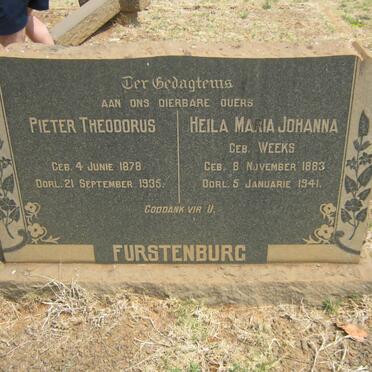 FURSTENBURG Pieter Theodorus 1878-1935 &amp; Heila Maria Johanna WEEKS 1883-1941