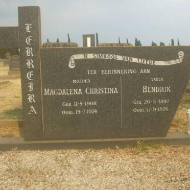 FERREIRA Hendrik 1892-1974 &amp; Magdalena Christina 1908-1974