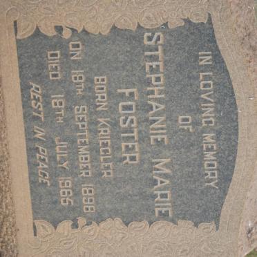 FOSTER Stephanie Marie nee KRIEGLER 1898-1965