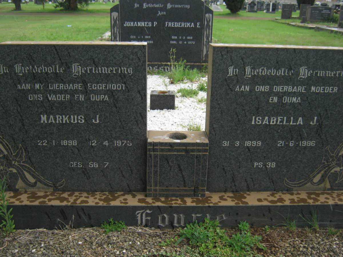 FOURIE Markus J. 1898-1973 &amp; Isabella J. 1899-1986