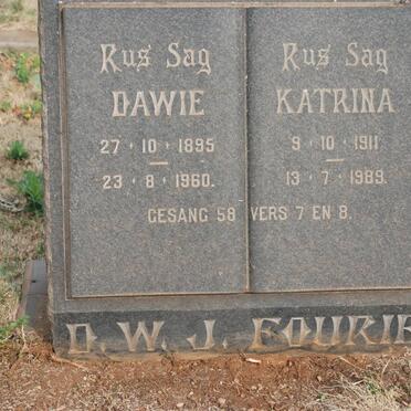FOURIE D.W.J. 1895-1960 &amp; Katrina 1911-1989