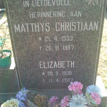 FRANKEN Matthys Christiaan 1933-1987 &amp; Elizabeth 1938-2007