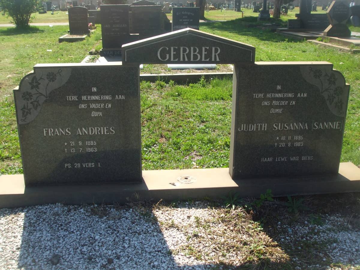 GERBER Frans Andries 1885-1963 &amp; Judith Susanna 1895-1983