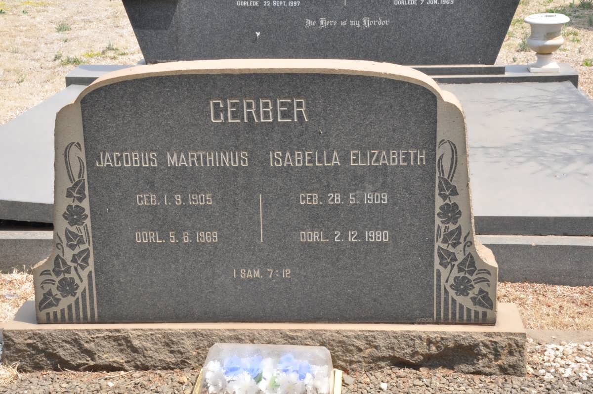 GERBER Jacobus Marthinus 1905-1969 &amp; Isabella Elizabeth 1909-1980