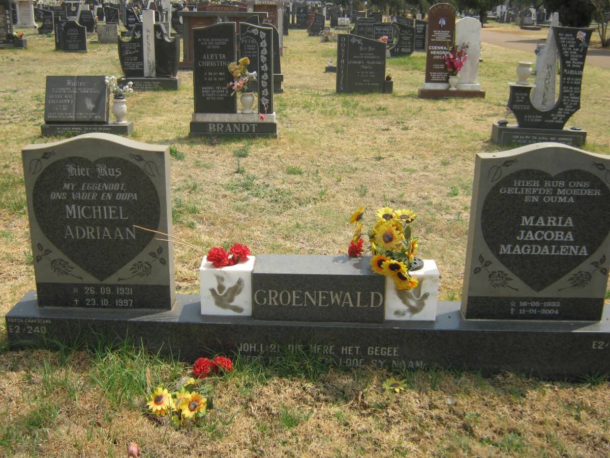 GROENEWALD Michiel Adriaan 1931-1997 &amp; Maria Jacoba Magdalena 1933-2004