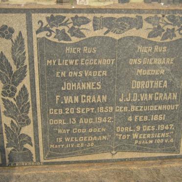 GRAAN Johannes Frederikus, van 1859-1942 &amp; Dorothea Johanna Jacoba D. BEZUIDENHOUT 1861-1947
