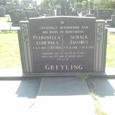 GREYLING Schalk Jacobus 1916-1987 &amp; Petronella Lodewika 1919-2003