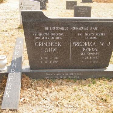 GRIMBEEK Louw 1918-1995 &amp; Frederika W.J. CONRADIE 1922-2004