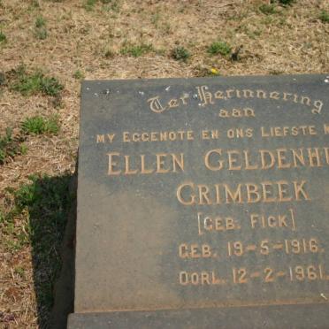 GRIMBEEK Ellen Geldenhuys nee FICK 1916-1961