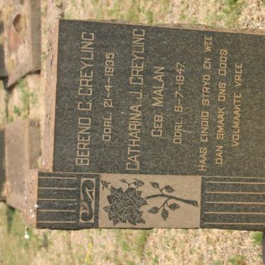 GREYLING Berend C. -1935 &amp; Catharina J. MALAN -1947