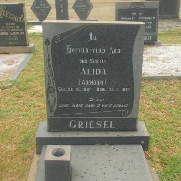 GRIESEL Alida nee ADENDORFF 1897-1987