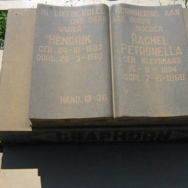 GRAPHORN Hendrik 1887-1960 &amp; Rachel Petronella KLEYNHANS 1894-1968
