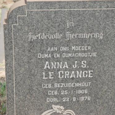 GRANGE Anna J.S., le nee BEZUIDENHOUT 1906-1976