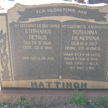 HATTINGH Stephanus Petrus 1908-1966 &amp; Susanna Hendrina 1917-1963
