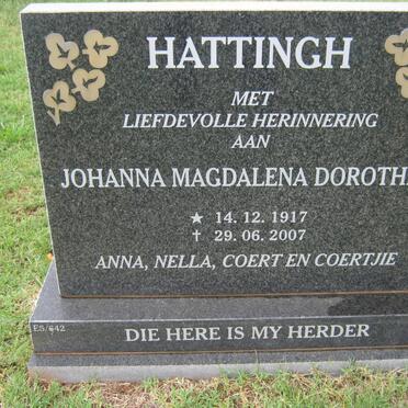 HATTINGH Johanna Magdalena Dorothea 1917-2007