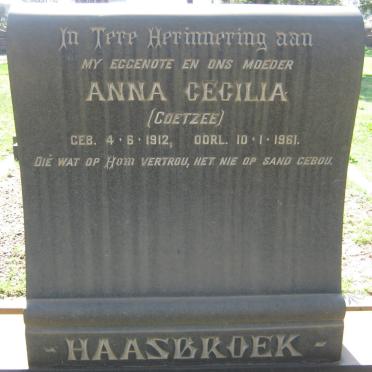 HAASBROEK Anna Cecilia nee COETZEE 1912-1961