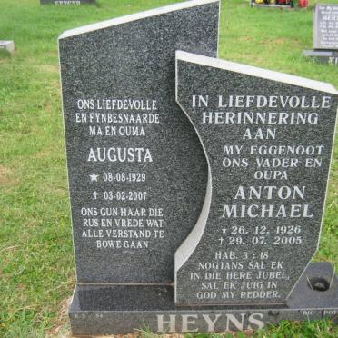 HEYNS Anton Michael 1926-2005 &amp; Augusta 1929-2007