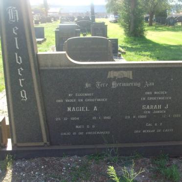 HELBERG Magiel A. 1904-1961 &amp; Sarah J. JANSEN 1908-1989