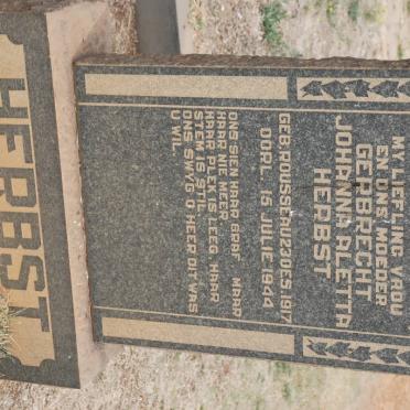 HERBST Gerbrecht Johanna Aletta nee ROUSSEAU 1917-1944