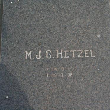 HETZEL J.A. 1915-1976 &amp; M.J.C. 1914-2008