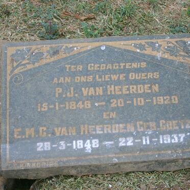 HEERDEN P.J., van 1846-1920 &amp; E.M.C. COETZER 1848-1937