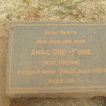 HUME Anna, Ord nee DRIMM -1924