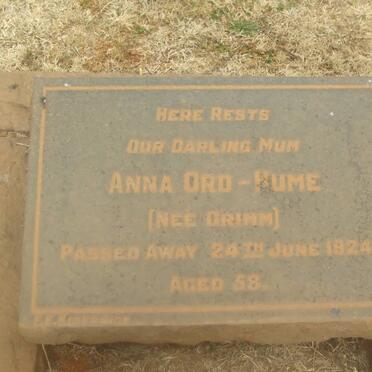 HUME Anna, Ord nee DRIMM -1924
