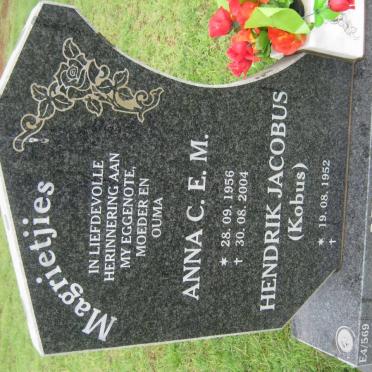 HUNTER Hendrik Jacobus 1952- &amp; Anna C.E.M. 1956-2004