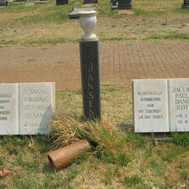 JANSEN Jacobus Paulus Daniël 1937-1991 &amp; Susanna Johanna Catharina -2002