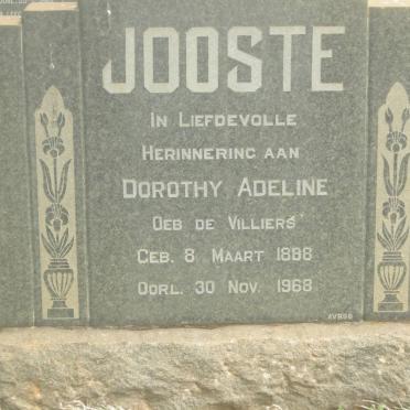 JOOSTE Dorothy Adeline nee De VILLIERS 1898-1968