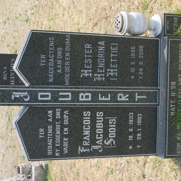JOUBERT Francois Jacobus 1933-1993 &amp; Hester Hendrina 1935-2009