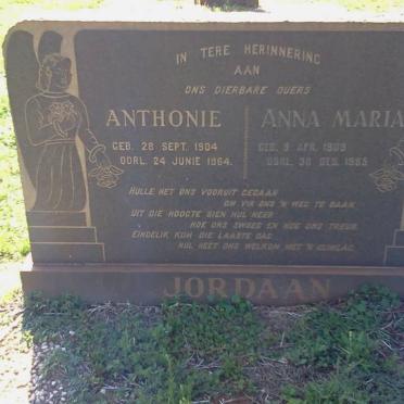 JORDAAN Anthonie 1904-1964 &amp; Anna Maria 1909-1985